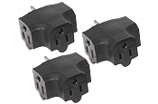 Cube Tap Tri-Outlet-Edison-Black 3 Pack - Click Image to Close