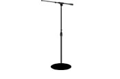 Mic Stand-Round Based Stand w/Boom Arm-Black - Click Image to Close