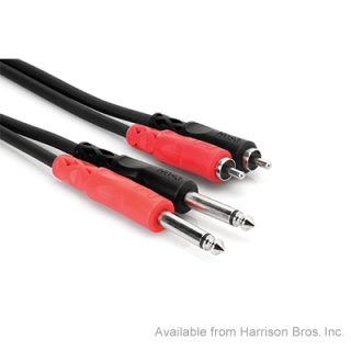 Hosa Interconnect Cable-Quarter Inch to RCA-Dual-10 FT