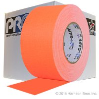 Case-3 IN x 50 YD Neon Orange Gaffers Tape-16 Rolls