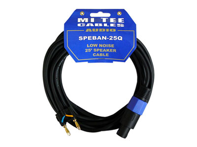 25" Speaker Cable-Speakon To Banana Connector