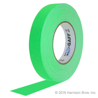 1 IN x 50 YD Pro Gaffer Neon Green Gaffers Tape - Click Image to Close