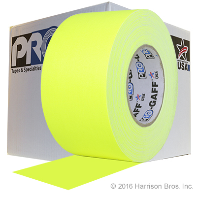 Case-3 IN x 50 YD Neon Yellow Gaffers Tape-16 Rolls - Click Image to Close